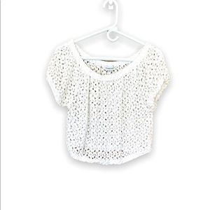 Bebe White Lace Crop Top